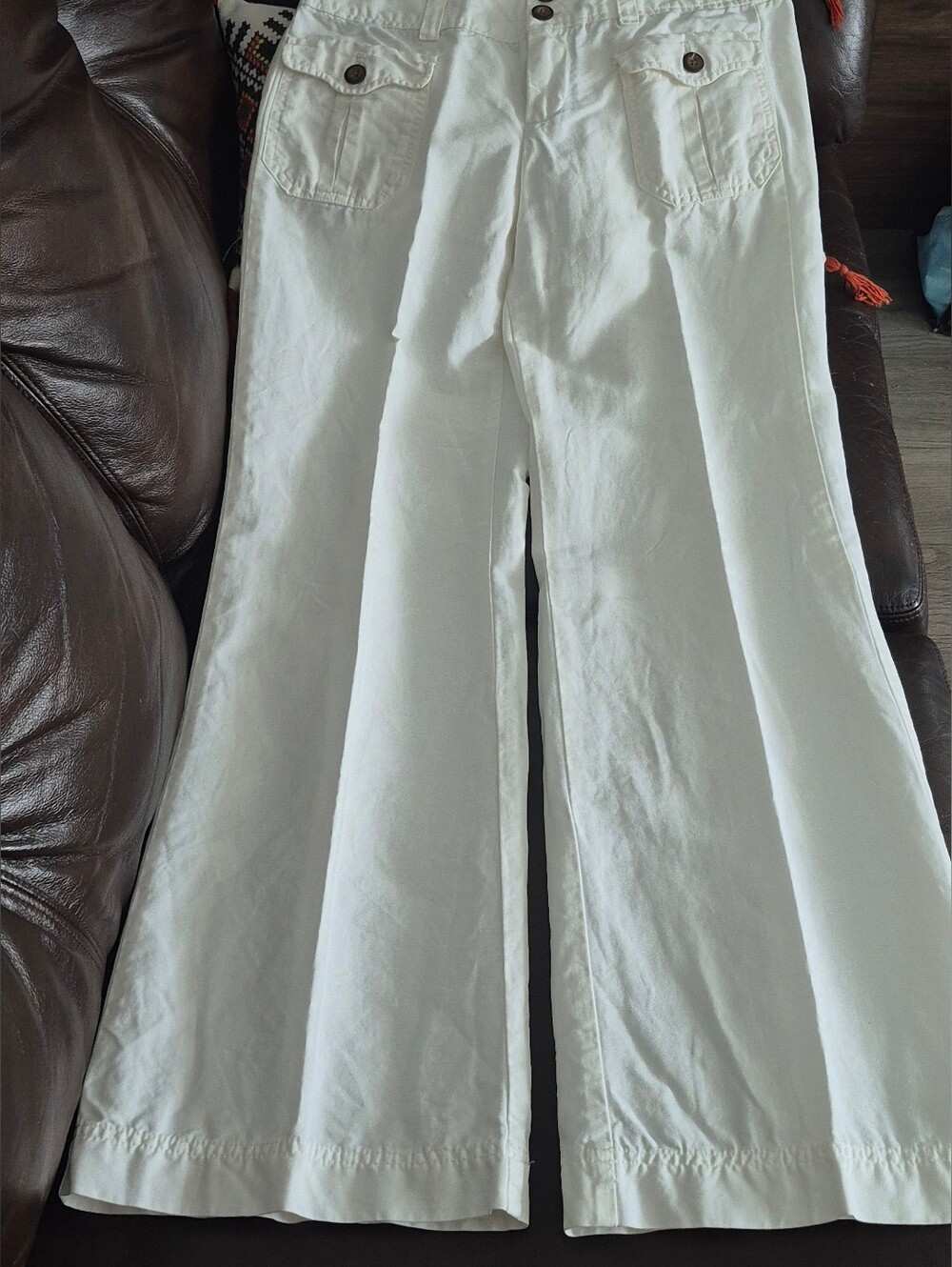 GAP Wide Leg Cream Linen Pants